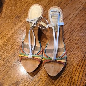 Jessica Simpson cork foil wooden wedges